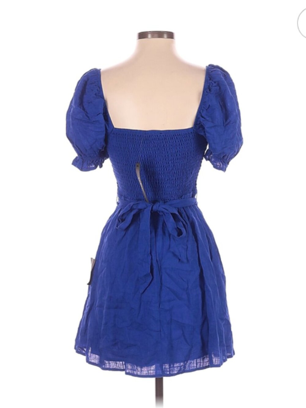 Lulus Size XS Blue Mini dress with square neckline, puff sleeves, and tie waist - Picture 3 of 4